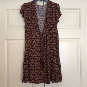 Lizard Thicket Geometric Pattern Dress - Red and Blue